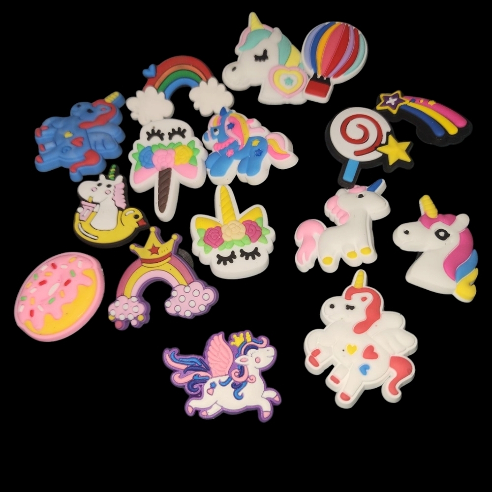 16 Colorful Unicorn and Rainbow  Croc Charms